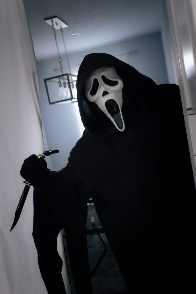 photo of Ghostface in the ghostface robe pattern